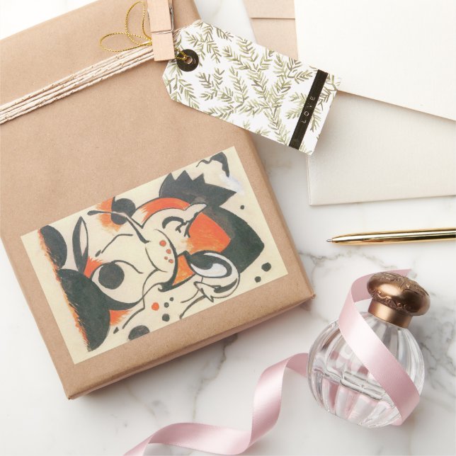 Pegatina Rectangular Composición con dos ciervos de Franz Marc (Regalar)