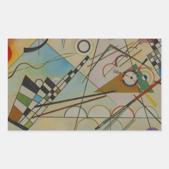 Pegatina Rectangular Composición VIII de Kandinsky (Anverso)