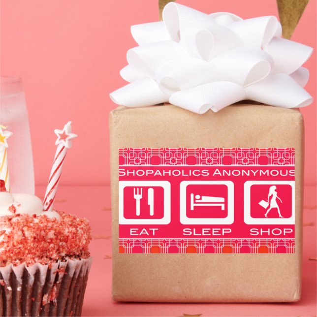 Pegatina Rectangular Compradora Divertida Rosa Come Duerme Tienda Premi (Fiesta)