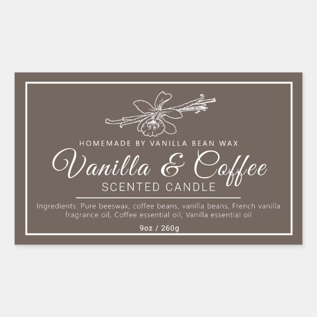 Pegatina Rectangular Compuestos caseros de vainilla de café con candela (Anverso)