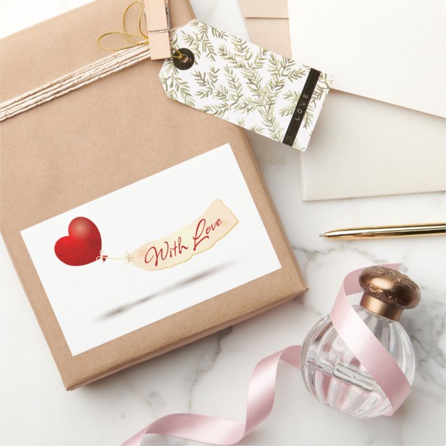 Pegatina Rectangular Con amor (Regalar)