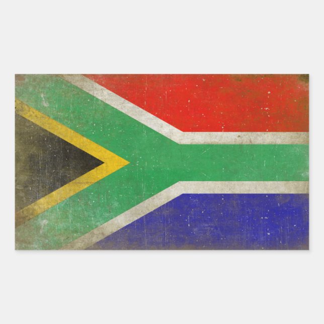 Pegatina rectangular con bandera de Sudáfrica (Anverso)