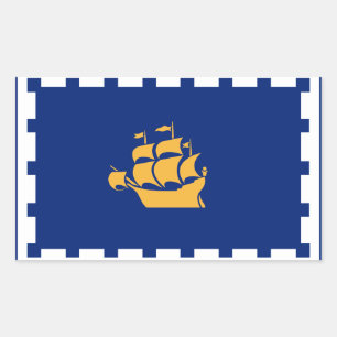 Pegatina rectangular con la bandera de la ciudad d