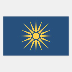 Pegatina rectangular con la bandera de Macedonia,