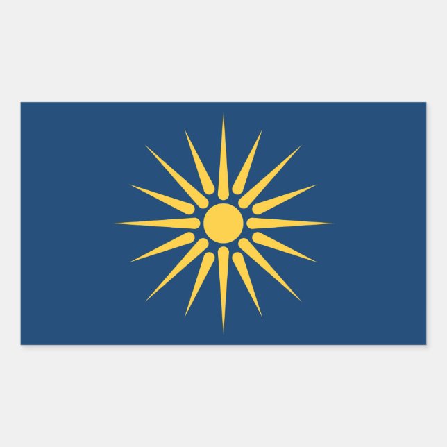 Pegatina rectangular con la bandera de Macedonia,  (Anverso)