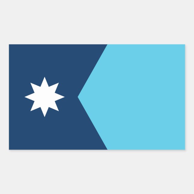 Pegatina rectangular con la bandera de Minnesota,  (Anverso)