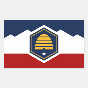 Pegatina rectangular con la bandera de Utah, EE. U