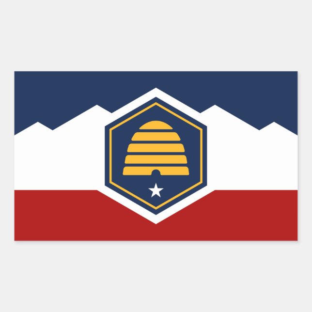 Pegatina rectangular con la bandera de Utah, EE. U (Anverso)