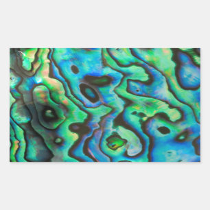 Pegatina Rectangular Concha de pana azul verde