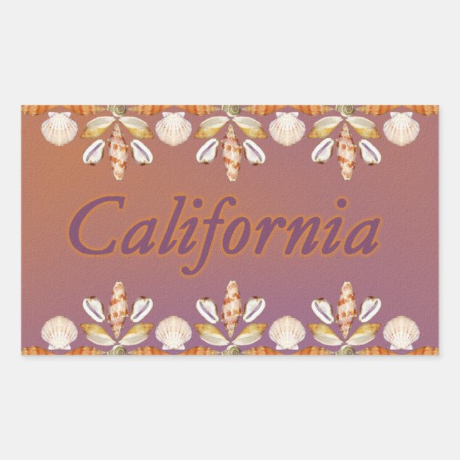 Pegatina Rectangular conchas marinas de California (Anverso)