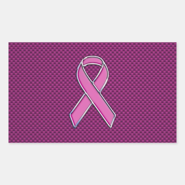 Pegatina Rectangular Conciencia sobre la cinta rosa Fuchsia Carbon Fibr (Anverso)