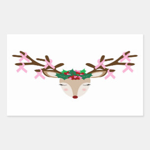 Pegatina Rectangular Concienciación sobre el cáncer de mama Nochebuena
