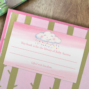Pegatina Rectangular Concurso de libros de cielo rosa para bebés con es