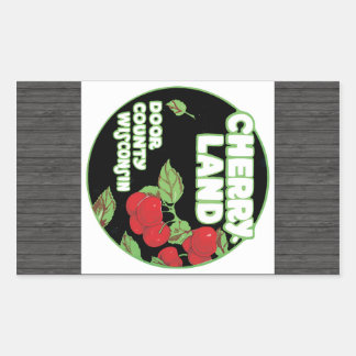 Pegatina Rectangular Condado de Cherry Land Door Wisconsin, Vintage