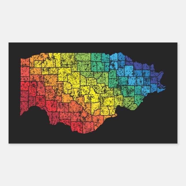 Pegatina Rectangular condados de color illinois (Anverso)