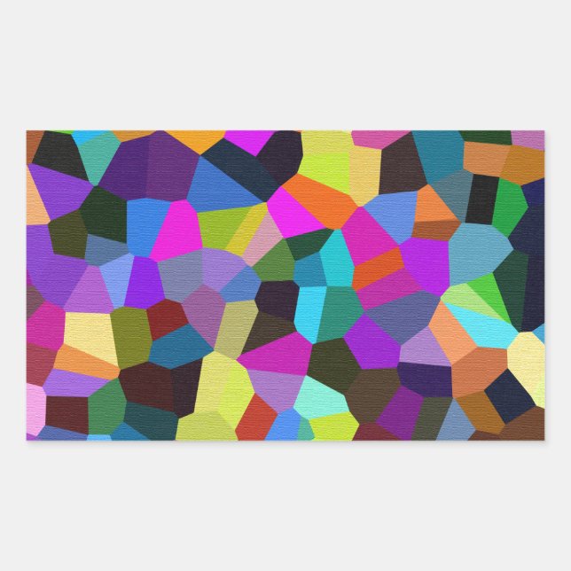 Pegatina Rectangular Confetti en tonos jewel (Anverso)