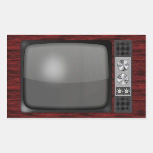 Pegatina Rectangular Conjunto de TV retro vintage
