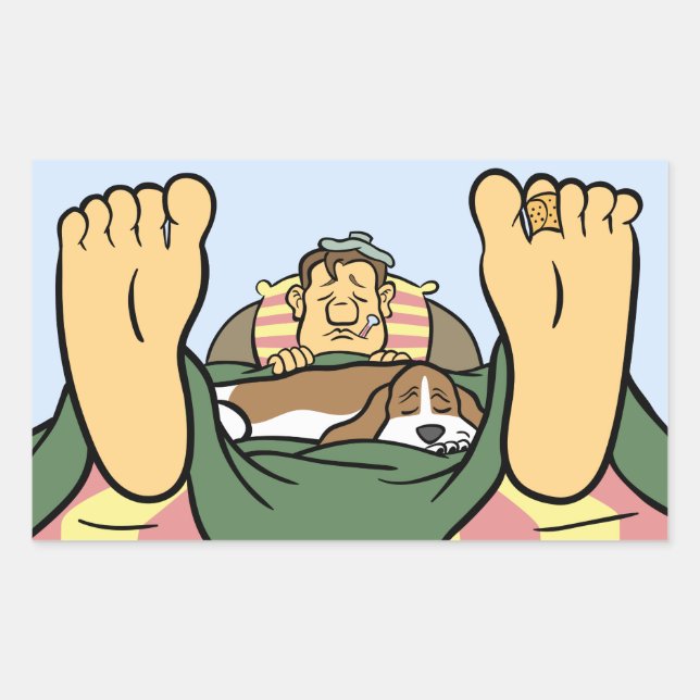Pegatina Rectangular Conmovedor Basset consuelo a un enfermo Personaliz (Anverso)
