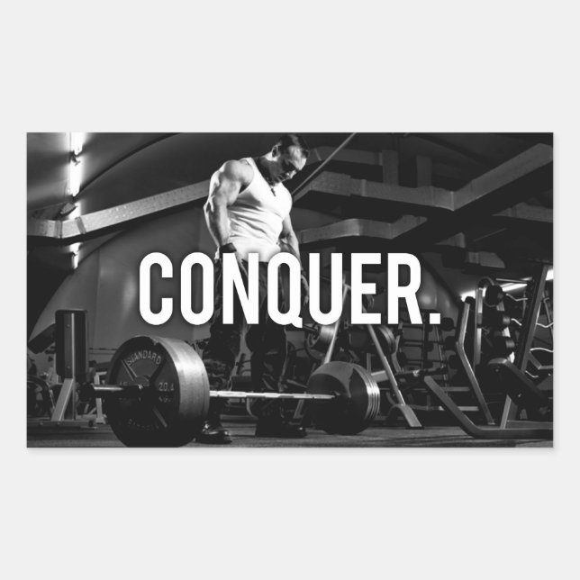 Pegatina Rectangular CONQUISTAR - "Construcción de cuerpos" Motivación  (Anverso)