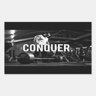 Pegatina Rectangular CONQUISTAR - "Construcción de cuerpos" Motivación
