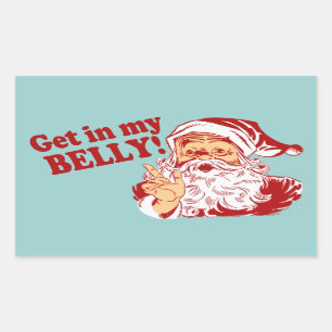 Pegatina Rectangular Consiga en mi navidad divertido del Belly