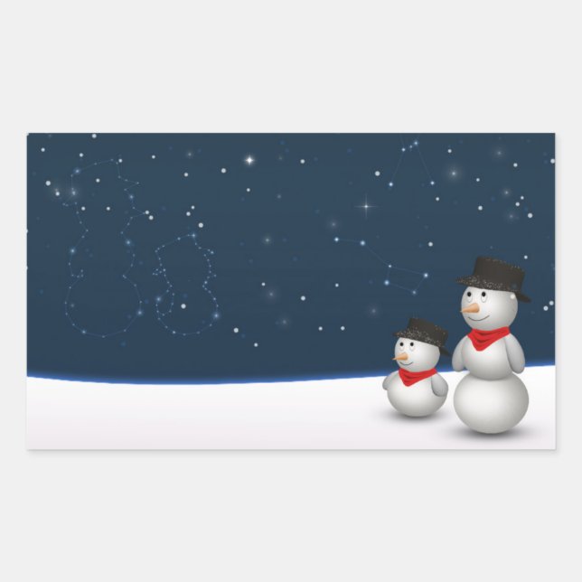 Pegatina Rectangular Constelación Cute Snowmen (Anverso)