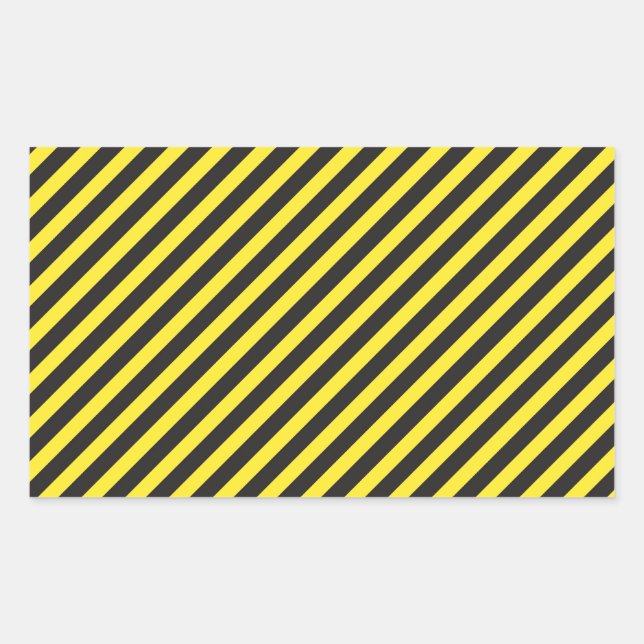 Pegatina Rectangular Construcción a rayas - Diagonal amarillo y negro (Anverso)