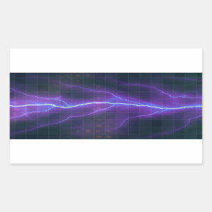 Pegatina Rectangular Contexto púrpura de la electricidad del relámpag