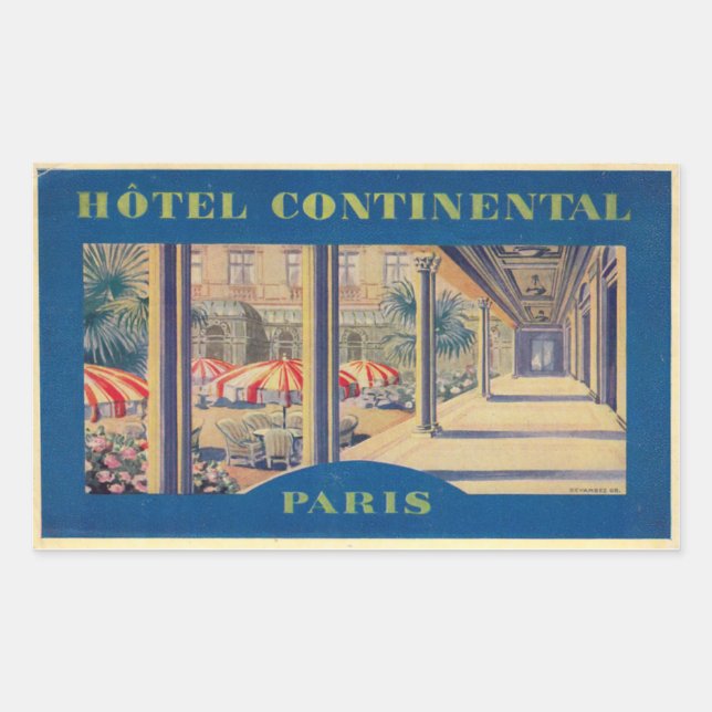 Pegatina Rectangular Continental Hotel (París) (Anverso)