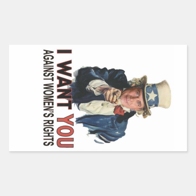 Pegatina Rectangular Contra los derechos de la mujer (Anverso)