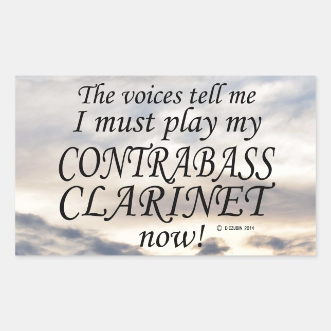 Pegatina Rectangular Contrabass Clarinet Voices dice que debe tocar el  (Anverso)