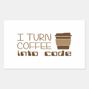 Pegatina Rectangular Convierto el café en código de programación