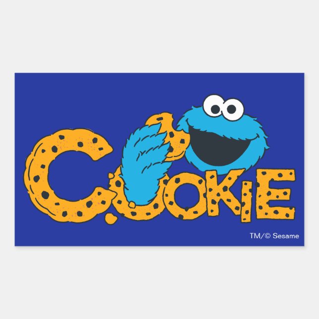 Pegatina Rectangular Cookie Monster | Cookie! (Anverso)