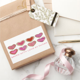 Pegatina Rectangular Cookies de azúcar del corazón el día de San Valent