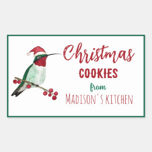 Pegatina Rectangular Cookies de Navidades de Hummingbird personalizado