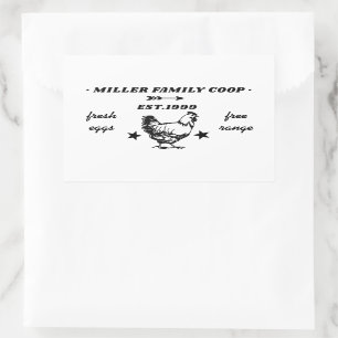 Pegatina Rectangular Coop familiar Hen Fresh Eggs