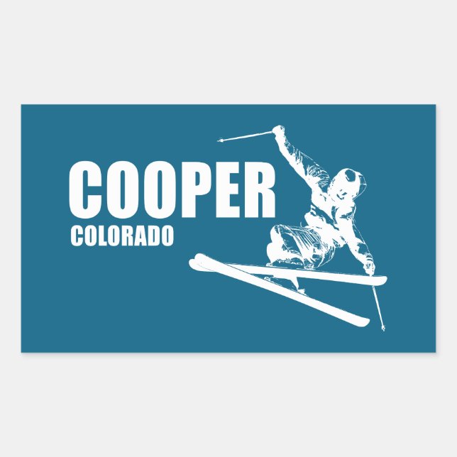 Pegatina Rectangular Cooper Colorado Skier (Anverso)