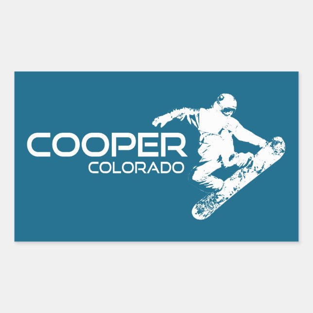 Pegatina Rectangular Cooper Colorado Snowboarder (Anverso)
