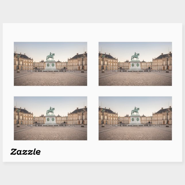 Pegatina Rectangular Copenhague Dinamarca (Hoja)