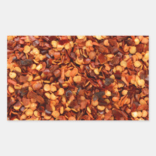 Pegatina Rectangular Copos de chile seco caliente y rojo