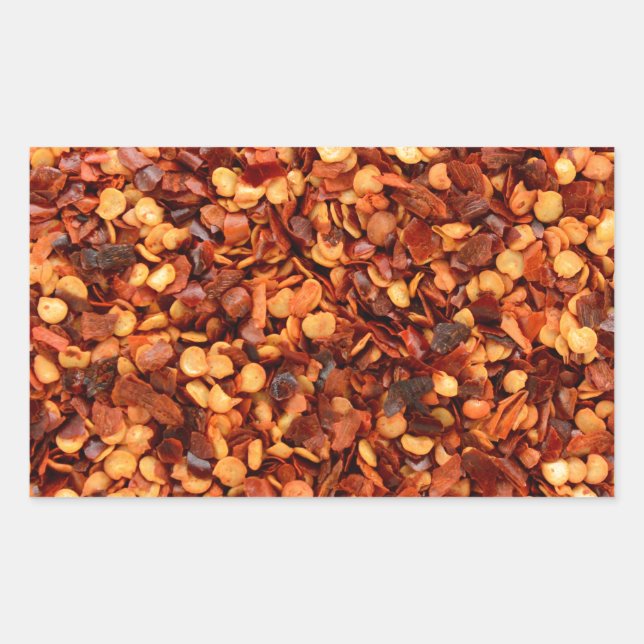 Pegatina Rectangular Copos de chile seco caliente y rojo (Anverso)
