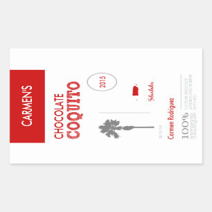 Pegatina Rectangular Coquito de Puerto Rico Rojo