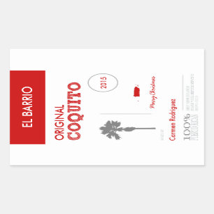 Pegatina Rectangular Coquito rojo personalizable puertorriqueño