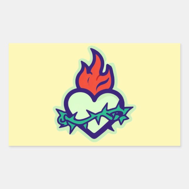 Pegatina Rectangular Corazón (Anverso)