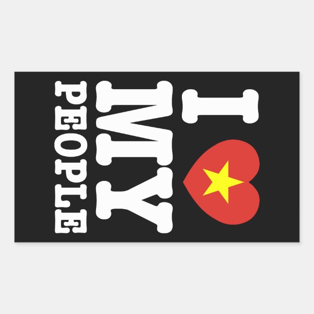 Pegatina Rectangular Corazón (amor) Mi pueblo vietnamita (Anverso)