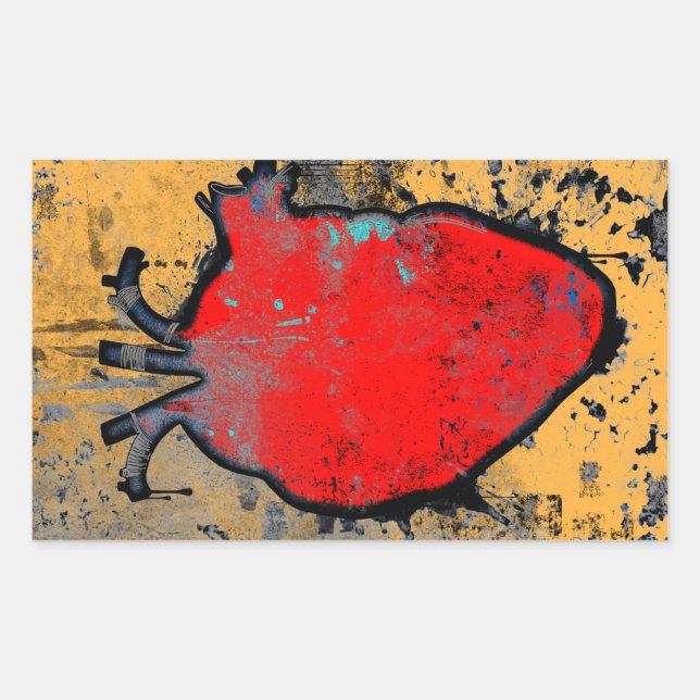 Pegatina Rectangular corazón anatómico (Anverso)