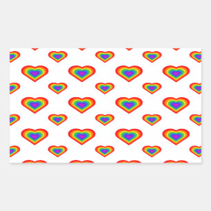 Pegatina Rectangular Corazón arcoiris