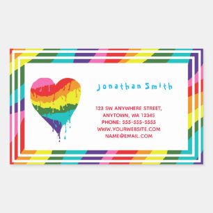 Pegatina Rectangular Corazón arcoiris LGBT personalizado