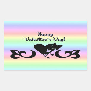 Pegatina Rectangular Corazón con mariposa y Lily
