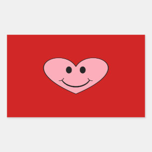 Pegatina Rectangular Corazón de cara feliz